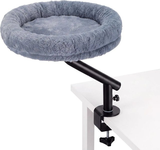 Fudajo Katzenbett Schreibtisch in Dunkelgrau mit Mikrofaser und Metallgestell, B/T/H: 40 x 40 x 40 cm - Bild 1