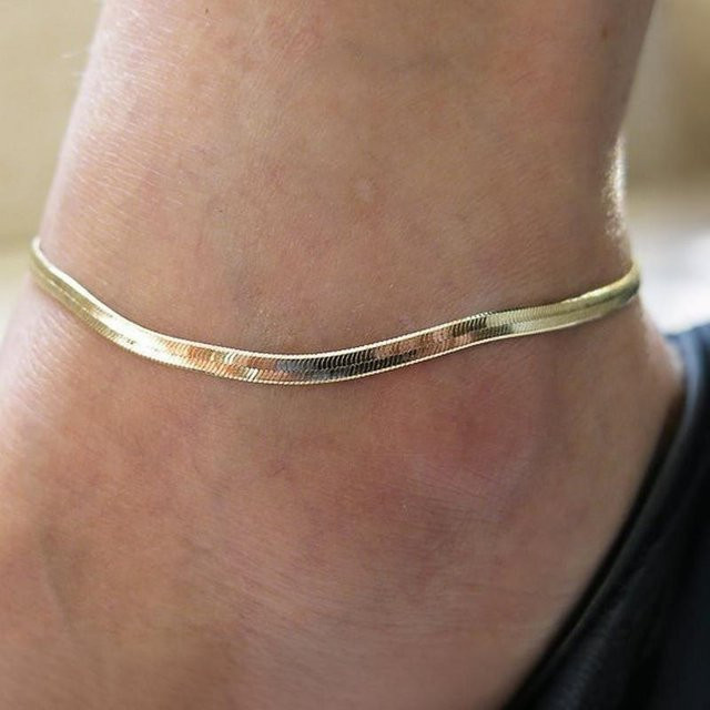 Fußkettchen Messing, Gold, Damen, Minimalistisch - Bild 1