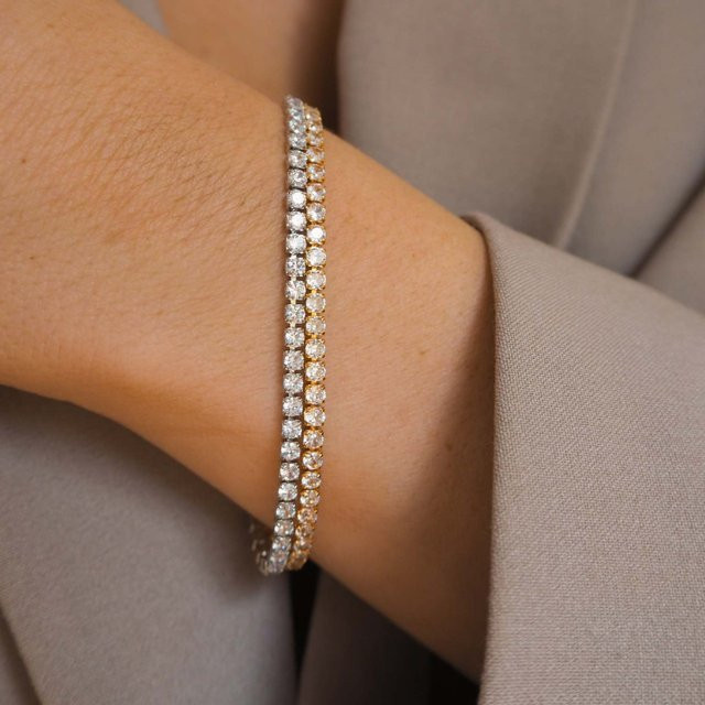 YUYAN Tennis Kette Armband, Zirkonia, Kristall, Damen, Bicolor - Bild 1