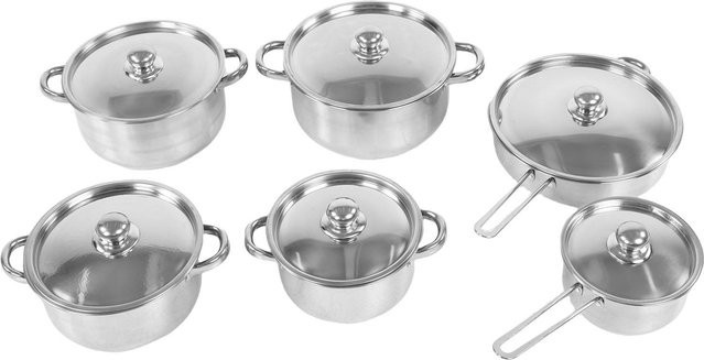 Aimo Edelstahl Kochgeschirr Set in Silber, 6-teilig, geeignet für Induktion, bestehend aus Bratpfanne, Suppentopf und Milchtopf - Bild 1