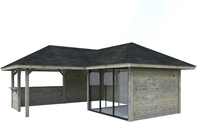 PALMAKO Pavillon Bianca Set 209 Slide aus Fichtenholz in Grau, B/T/H: 588 x 588 x 319 cm - Bild 2