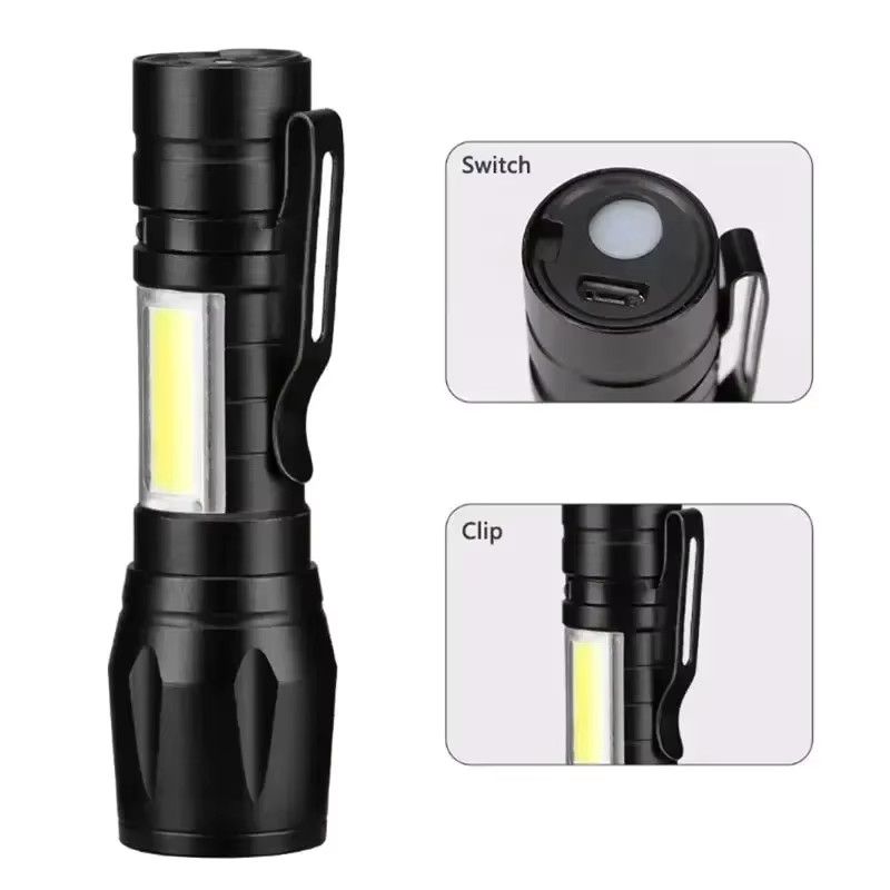 Heinast Mini COB LED Taschenlampe wiederaufladbar mit Zoom und Stift-Clip, taktische wasserdichte Notfall-Taschenlampe für Outdoor und Camping - Bild 5