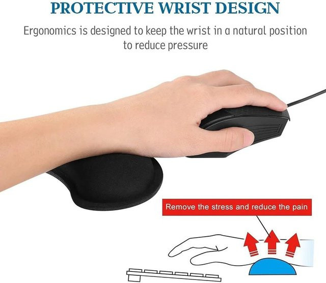 Ergonomisches Handgelenk-Kissen aus Memory Foam für Tastatur und Maus von KAFNHCKA in Schwarz - Bild 1