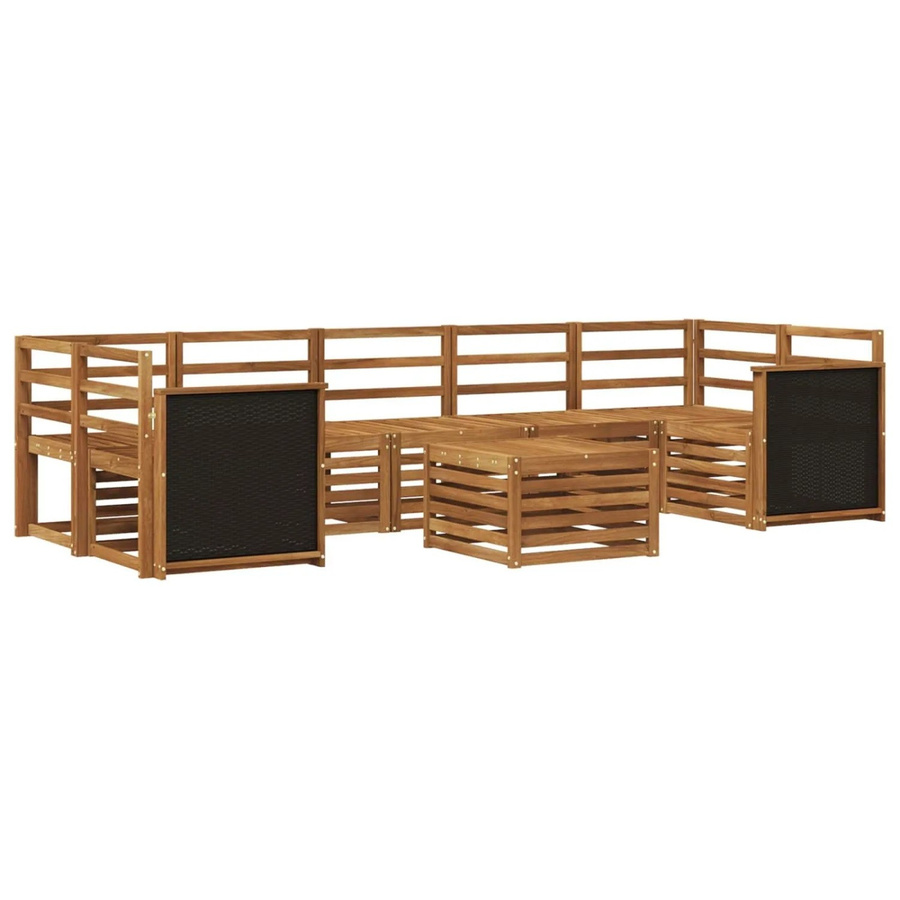 vidaXL Outdoor-Sofagarnitur aus Massivholz Akazie in Braun, 8-teiliges Set in U-Form mit Tisch und Armlehnen - Bild 2