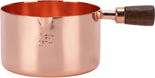 Fishine Stielkasserolle aus Edelstahl mit Holzgriff in Roségold, 1 Tasse - Bild 1