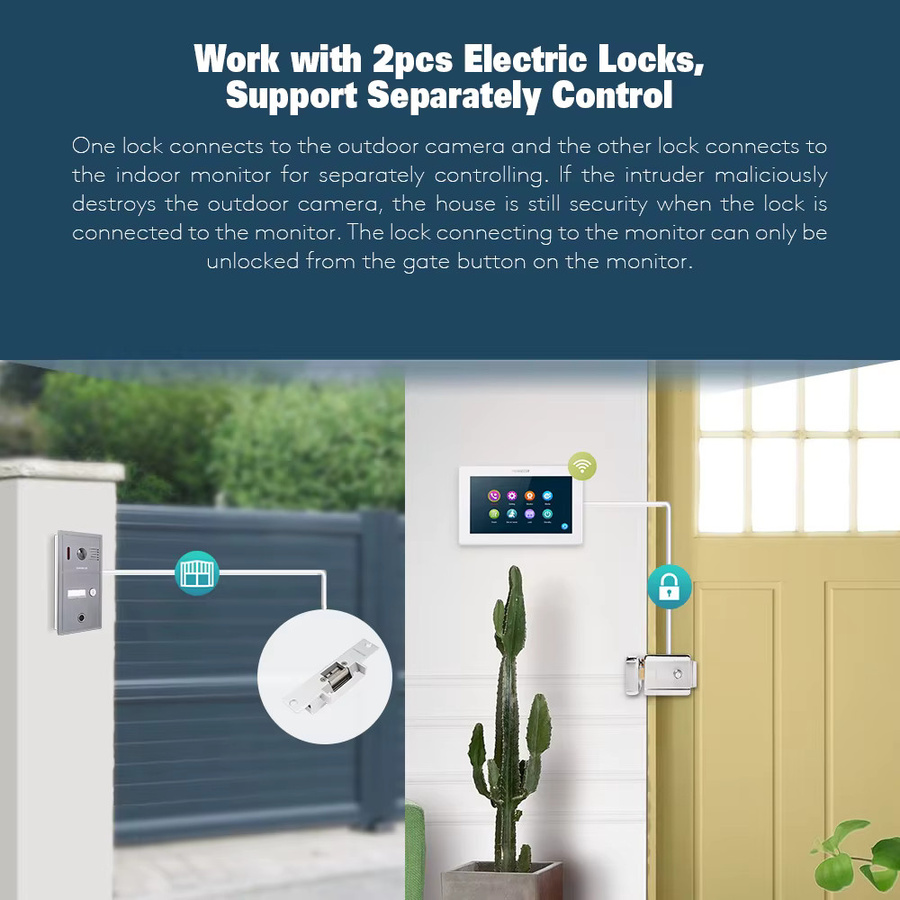 HOMSECUR Tuya Smart Video Türsprechanlage mit 7 Zoll Display, 1080P WIFI Kamera, Fingerabdrucksensor und IC Keyfobs in Weiß - Bild 2