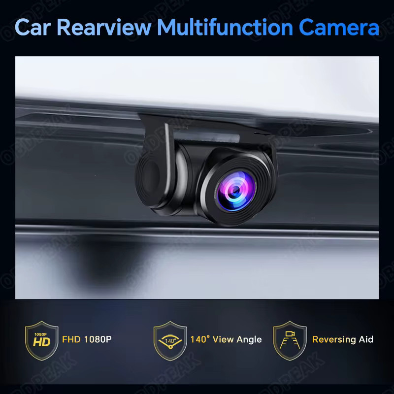 OBDPEAK Full HD Rückfahrkamera mit 1920x1080P Auflösung, wasserdichte Einparkhilfe für DVR Dashcam T30 K50, Schwarz, 3,5 mm Jack - Bild 2