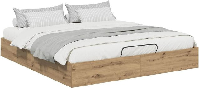 vidaXL Ottoman Bettgestell mit Lift-up-Funktion in Eiche Braun, B/T/H: 193 x 120 x 25 cm - Bild 1