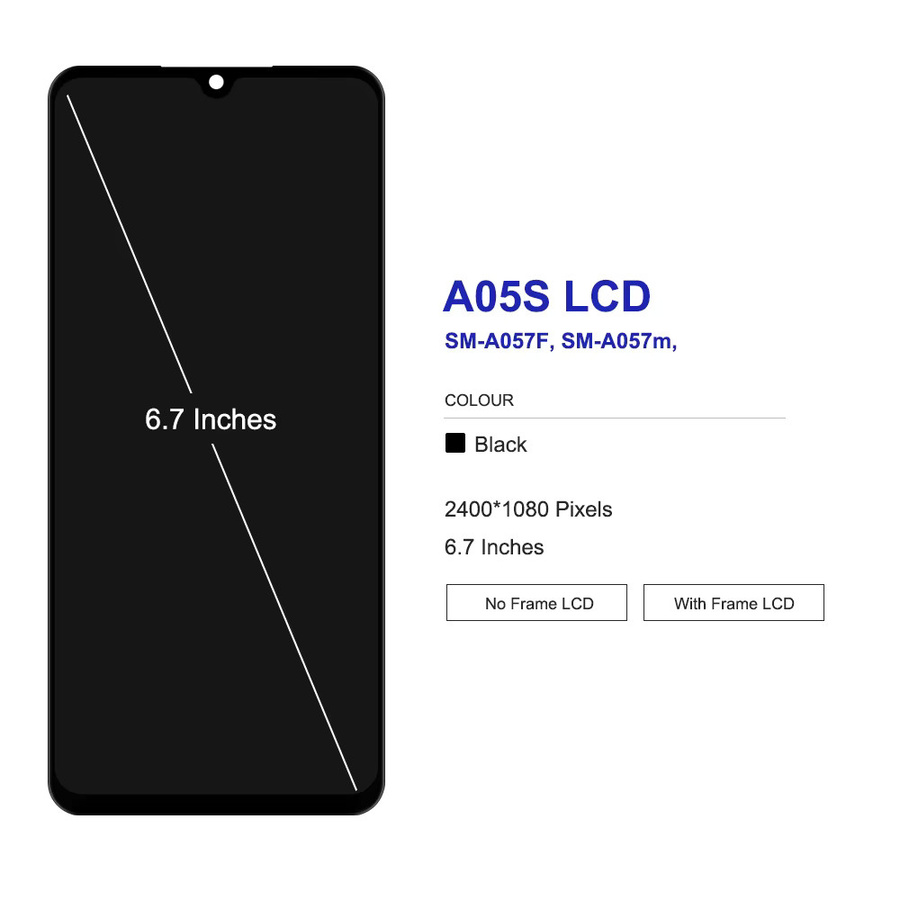 Samsung A05s LCD-Display mit Touchscreen-Sensor und Rahmen in Schwarz, 6.7 Zoll - Bild 2