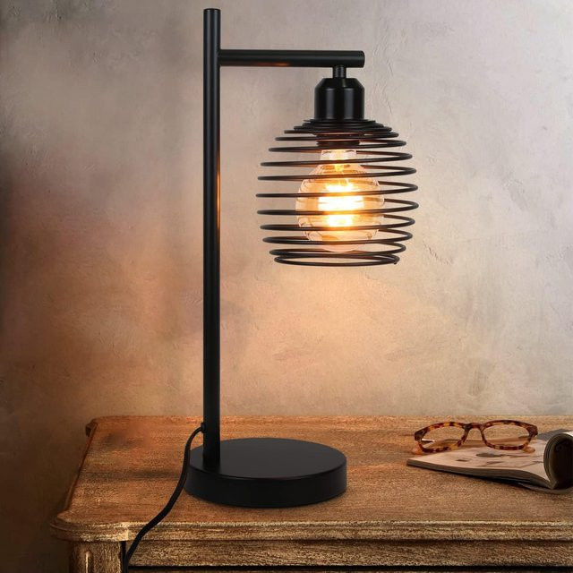 Vintage Tischlampe in Schwarz aus Metall im Industrial Design mit E27 Fassung für Schlafzimmer, Wohnzimmer oder Büro, max. 60W - Bild 1