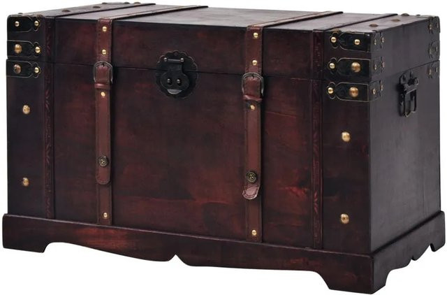 vidaXL Vintage Schatztruhe aus Holz in Braun, B/T/H: 66 x 38 x 40 cm - Bild 1