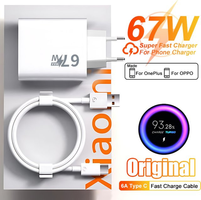 Keai 67W USB-C Schnellladegerät mit Typ-C Kabel in Weiß für Xiaomi, Samsung, Huawei und iPhone - Bild 1