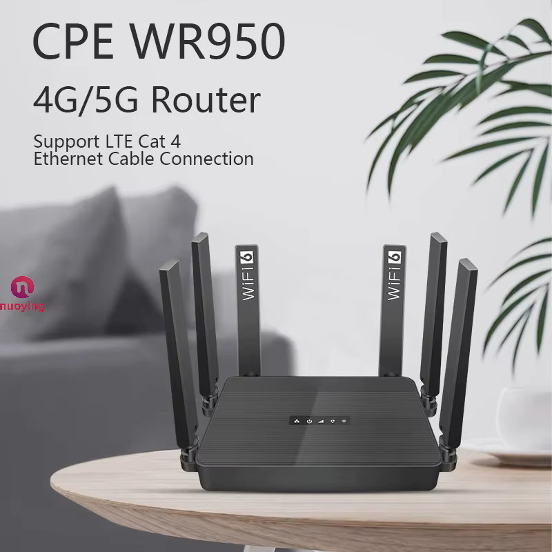 NUOYING WR950 WiFi 6 4G LTE CPE Router in Schwarz mit SIM-Kartensteckplatz und 6 Antennen - Bild 2