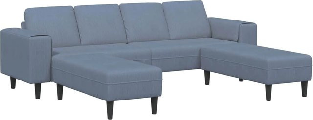 vidaXL Sofa in Blau mit Kissen aus Cordstoff, B/T/H: 250 x 188 x 76 cm - Bild 1