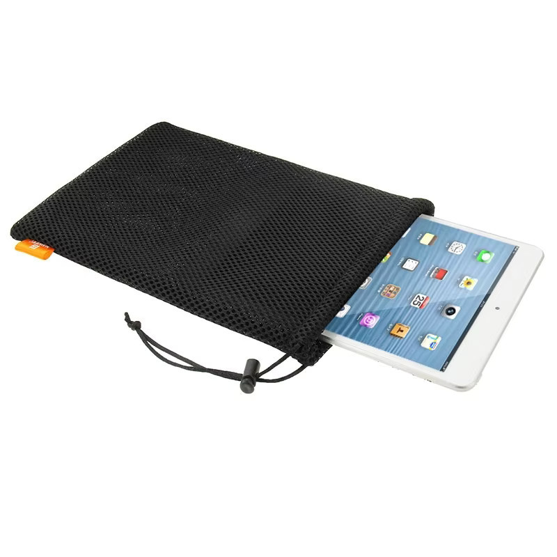 HAWEEL Nylon-Netzbeutel mit Kordelzug und Halteschnur für iPad und Tablets bis 7,9 Zoll, Schwarz, B: 24 cm, H: 16 cm - Bild 2