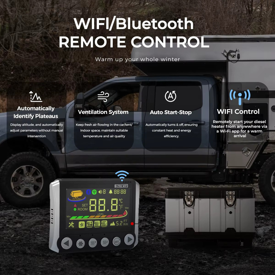 Sunster TB10 Diesel-Luftheizung mit WLAN und Bluetooth App-Steuerung, 8KW, 12V/24V DC & 110V–240V AC, mit Auto-Thermostat für Camping und Zelte - Bild 2