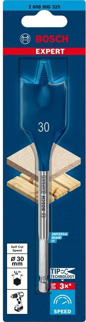 Bosch Expert Selfcut Flachfräsbohrer für Holz in Silber, Durchmesser: 30 mm, Länge: 152 mm - Bild 1