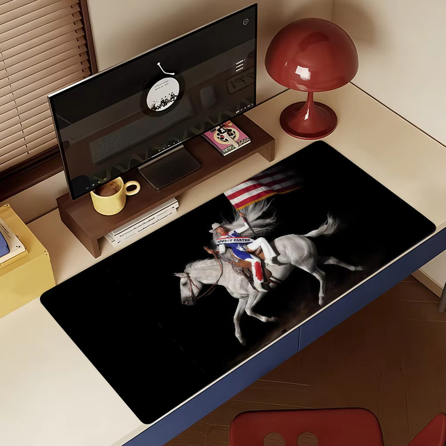 B-BeyonceES Cowboy CARTER XXL Gaming Mauspad in Schwarz, rutschfeste Schreibtischunterlage aus Gummi für PC und Laptop - Bild 4