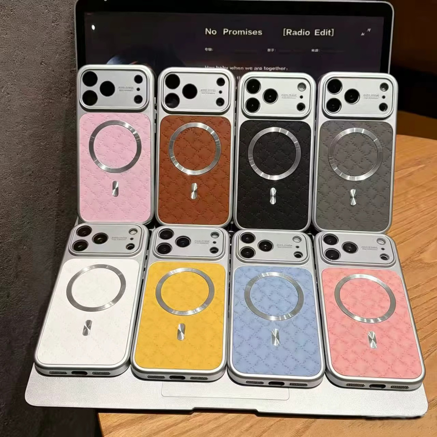 RPKKS Handyhülle mit Rautenstruktur aus PU-Leder für iPhone 17 16 15 14 13 Pro Max, MagSafe kompatibel, Blau - Bild 4
