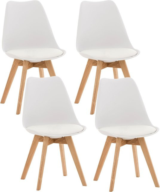 CLP Esszimmerstuhl 4er Set Linares gepolstert mit Buchenholzgestell im skandinavischen Design - Bild 1