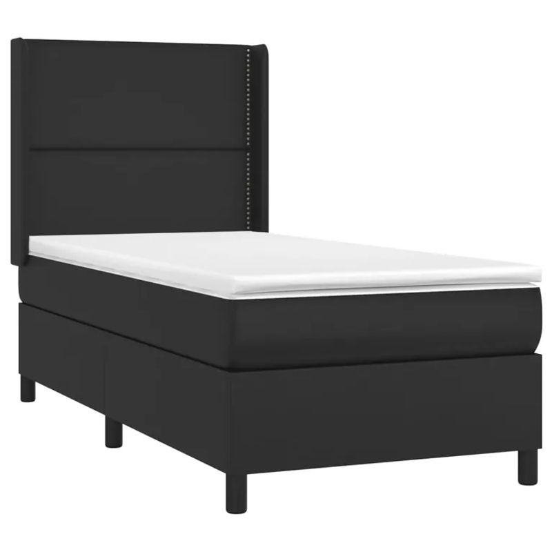 Vidaxl Kontinentalbett mit Matratze und LED in Schwarz aus Kunstleder, B/T: 90 x 190 cm - Bild 2