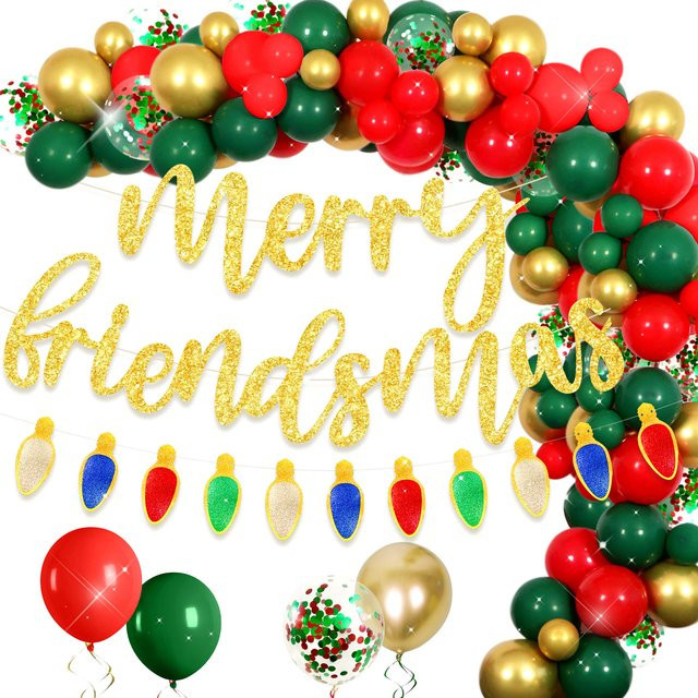 LaVenty Weihnachts-Party-Dekoration Set mit Luftballons und Wimpelkette in Mehrfarbig - Bild 1