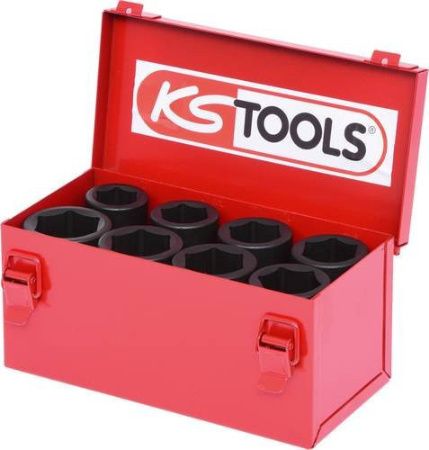KS Tools 3/4 Zoll Sechskant-Kraft-Stecknuss-Satz, 8-teilig lang, Chrome-Molybdän-Stahl, Rot - Bild 1