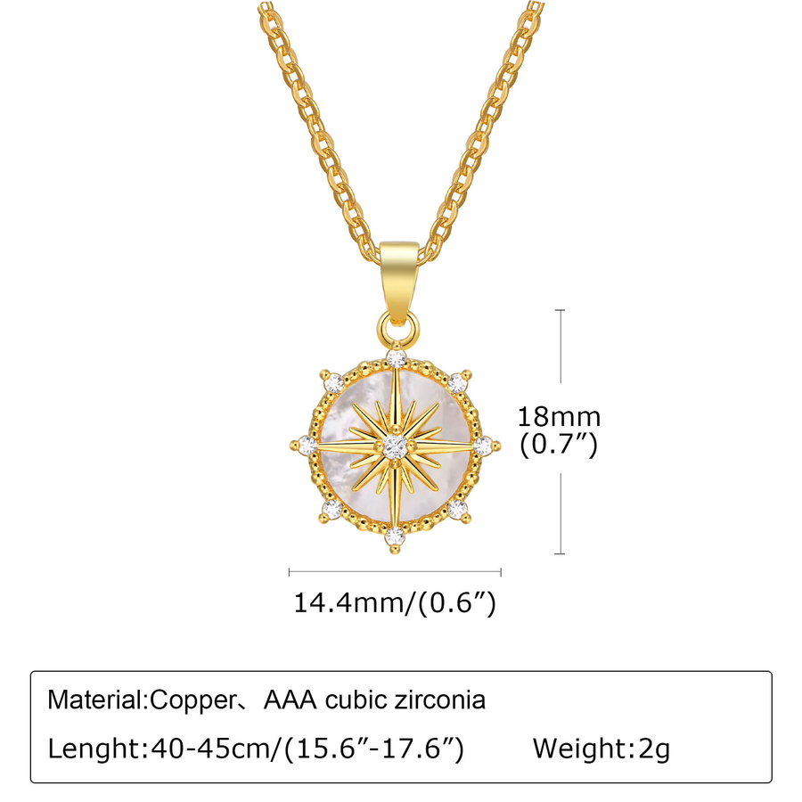 Vnox Halskette, Sonnenstern-Münzanhänger, Gold, Damen, Vintage - Bild 3