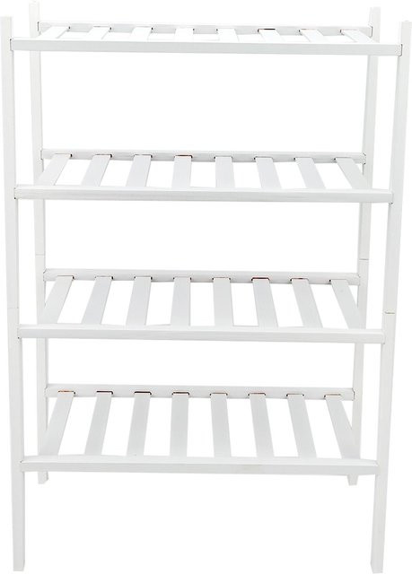 KONNWEI 4-stufiges Schuhregal aus Bambus in Weiß, stapelbarer Schuhregal Organizer für Zuhause und Studentenwohnheime - Bild 1