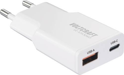 Voltcraft UC-1C1A30W01 USB Ladegerät 30W mit 1x USB-A und 1x USB-C Fast Charge, USB PD 3.0, GaN Technologie, Weiß - Bild 1