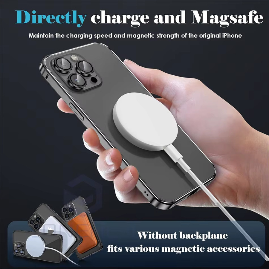 JONEHEN Slim Bumper Schutzhülle aus Aluminium Metallrahmen in Titanium für iPhone 12 13 14 15 16 17 Pro Max Plus - Bild 3