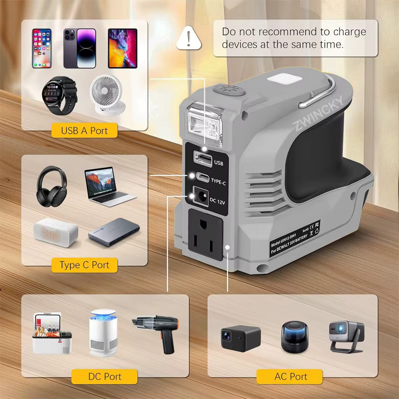 BSIDE Inverter-Adapter DC 18V zu 110V/220V Stromversorgung für Makita, DeWalt, Milwaukee, Bosch und Einhell mit USB Typ-C Anschluss - Bild 3