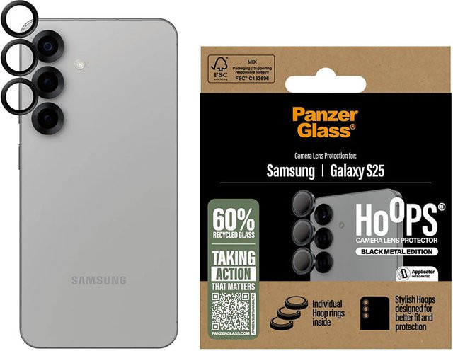 PanzerGlass Hoops Kameraschutz Schutzfolie für Samsung Galaxy S25 S931 in Schwarz - Bild 3