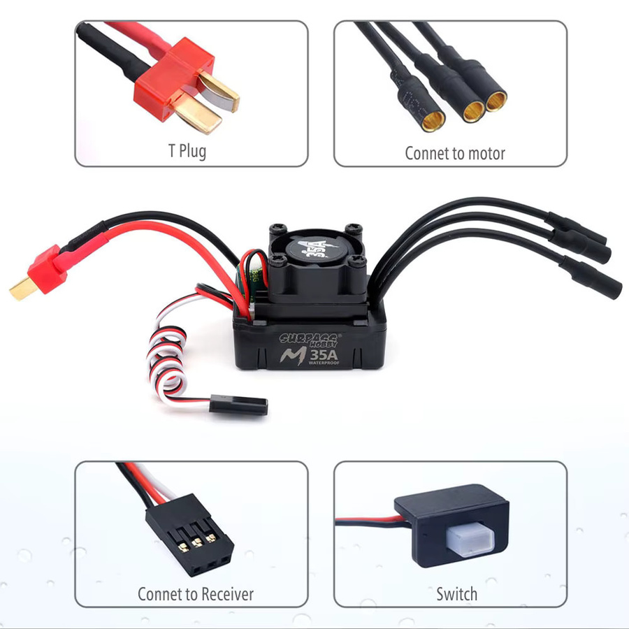 SURPASS HOBBY Wasserdichtes Combo M2430/2435/2440 Bürstenloser Motor mit M35A ESC 2S, Set / Bundle - Bild 5