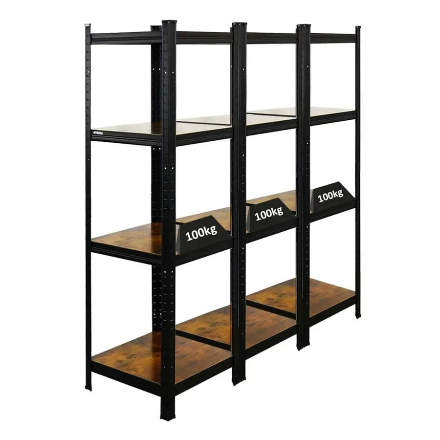 BERLINLODGE 3er Wohnregal Ragnar Set Vintage Braun-Schwarz, H x B x T: 150 x 45 x 45 cm - Bild 2