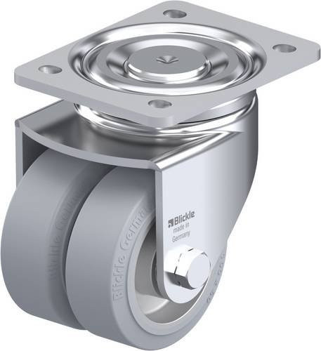 Blickle Doppel-Lenkrolle LHD-ALEV 100K-SG in Grau und Silber mit 100 mm Rad-Durchmesser und 400 kg Tragfähigkeit - Bild 1