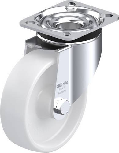 Blickle Lenkrolle LK-PO 125XR-1 aus verzinktem Stahl und Kunststoff, Rad-Durchmesser: 125 mm, Tragfähigkeit: 300 kg, Farbe: Weiß - Bild 1