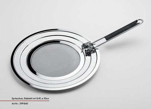 Spritzschutz JUSTINUS PROFILINE Sieb aus Edelstahl in Silber, rund, feines Netz - Bild 1