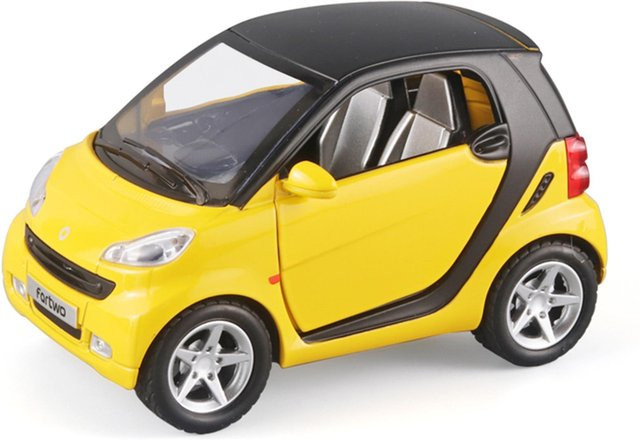 Fourall- Model Cars Smart Fortwo, Spielzeugauto, 1:24, Metall, Gelb - Bild 1