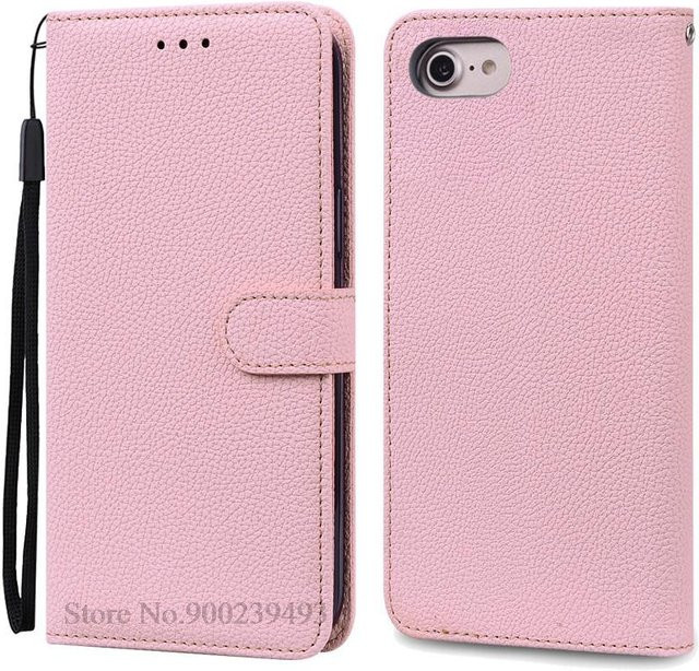 Luxus Brieftasche Hülle für Apple iPhone 6 6S 7 8 Plus in Rosa aus weichem Silikon-Leder - Bild 1