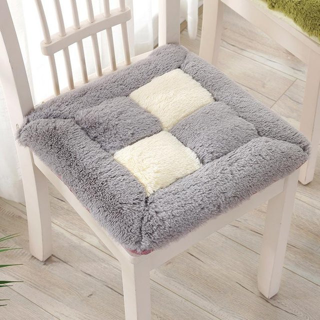 Yiran Furniture Plüsch Sitzkissen Grau, B/B/H: 40 x 40 x 4 cm - Bild 1