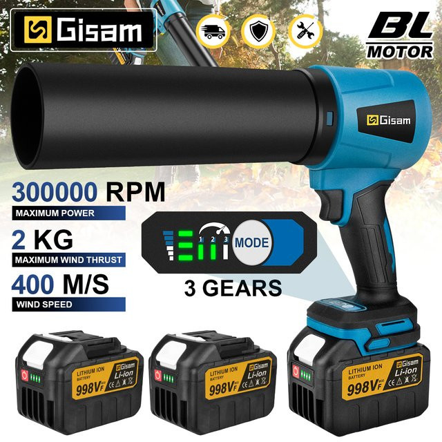 G nto Elektrischer Turbo Blower Jet Fan 3000 W mit 400 m/s und 300000 RPM, blau, kompatibel mit Makita 18 V Akku - Bild 1