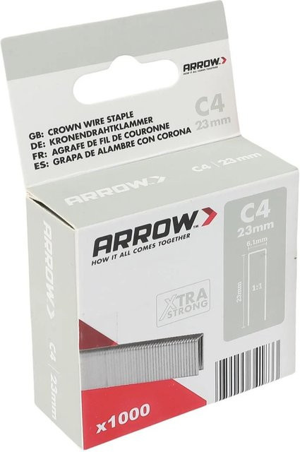 Arrow Klammer C4 Flat Wire in Silber/Grau, Länge: 23 mm, 1.000 Stück - Bild 1