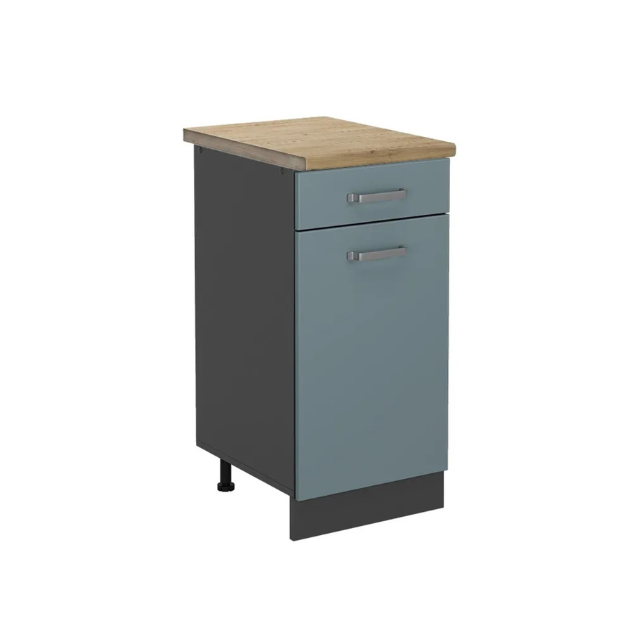 Vicco Küchenunterschrank R-Line Schubladenschrank in Blau-Grau/Anthrazit mit Eiche-Optik, Breite: 40 cm - Bild 2