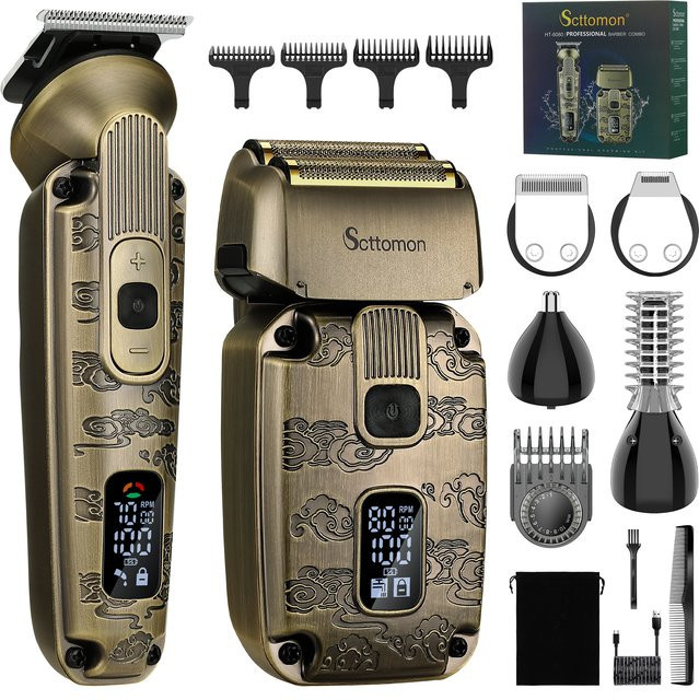 Scttomon Elektrischer Haarschneider, 2-teiliges Set, Gold, Unisex - Bild 1