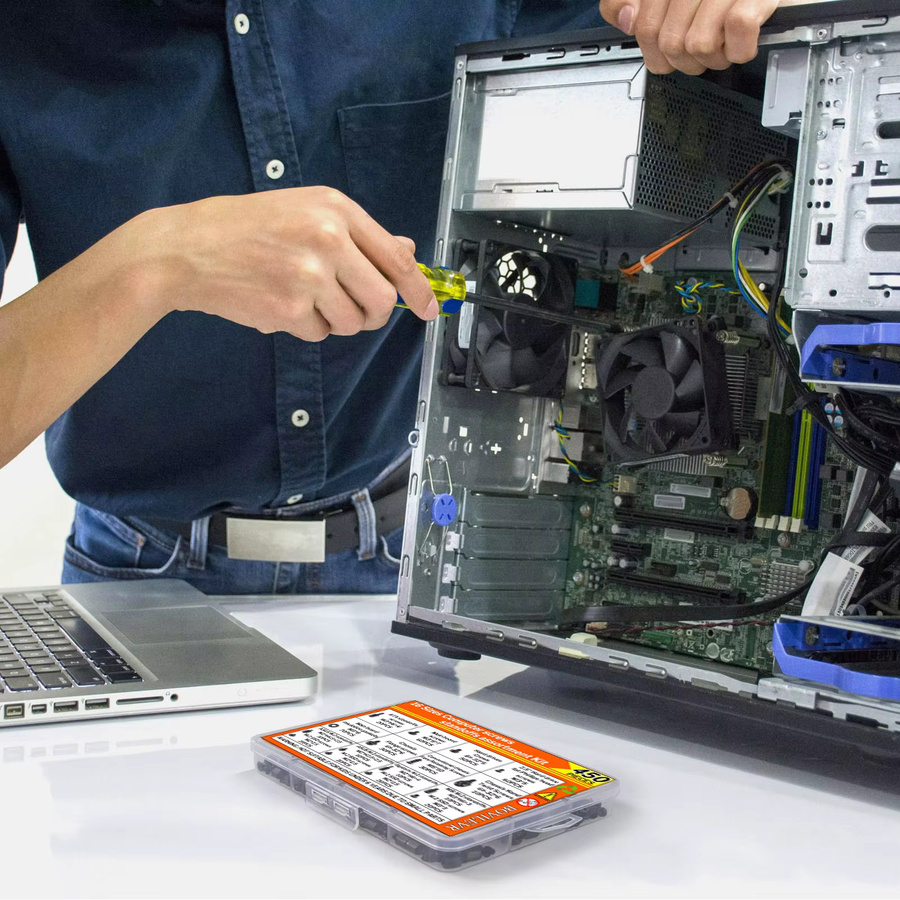 BOVILEVR 450-teiliges Computer-Schraubenset für PC-Montage und Reparatur inklusive M.2 SSD-Befestigung, Motherboard-Abstandshalter sowie Schrauben für Gehäuse, SSD, HDD und Lüfter - Bild 5