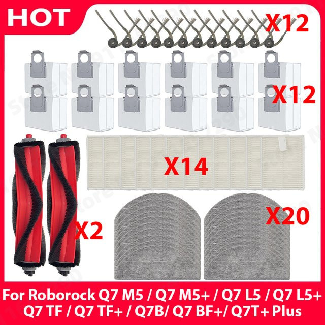Roborock Ersatzteil-Set mit Hauptbürste, Filter und Wischmopp für Q7 M5, Q7 M5+, Q7 L5, Q7 L5+, Q7 TF, Q7 TF+, Q7B, Q7 BF+ und Q7T+ Plus - Bild 1