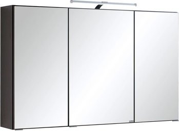 HELD MÖBEL Spiegelschrank Florida, 3-türig mit LED-Beleuchtung und Glastüren, Grau, B/H/T: 100 x 100 x 20 cm - Bild 1
