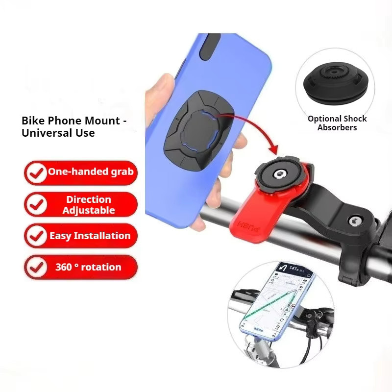 Motorrad-Handyhalterung mit Vibrationsdämpfer und Schnellverschluss für Fahrrad und Motorrad in Schwarz-Rot - Bild 1