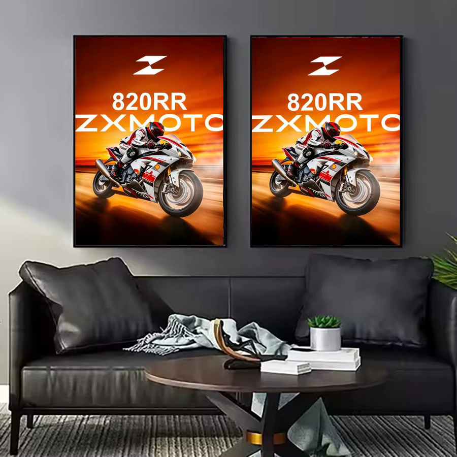 Z-Zhang Xue Motorrad-Poster als gerahmter Leinwand-Wandkunstdruck in Weiss und Mehrfarbig, B/H: 20 x 15 cm - Bild 3